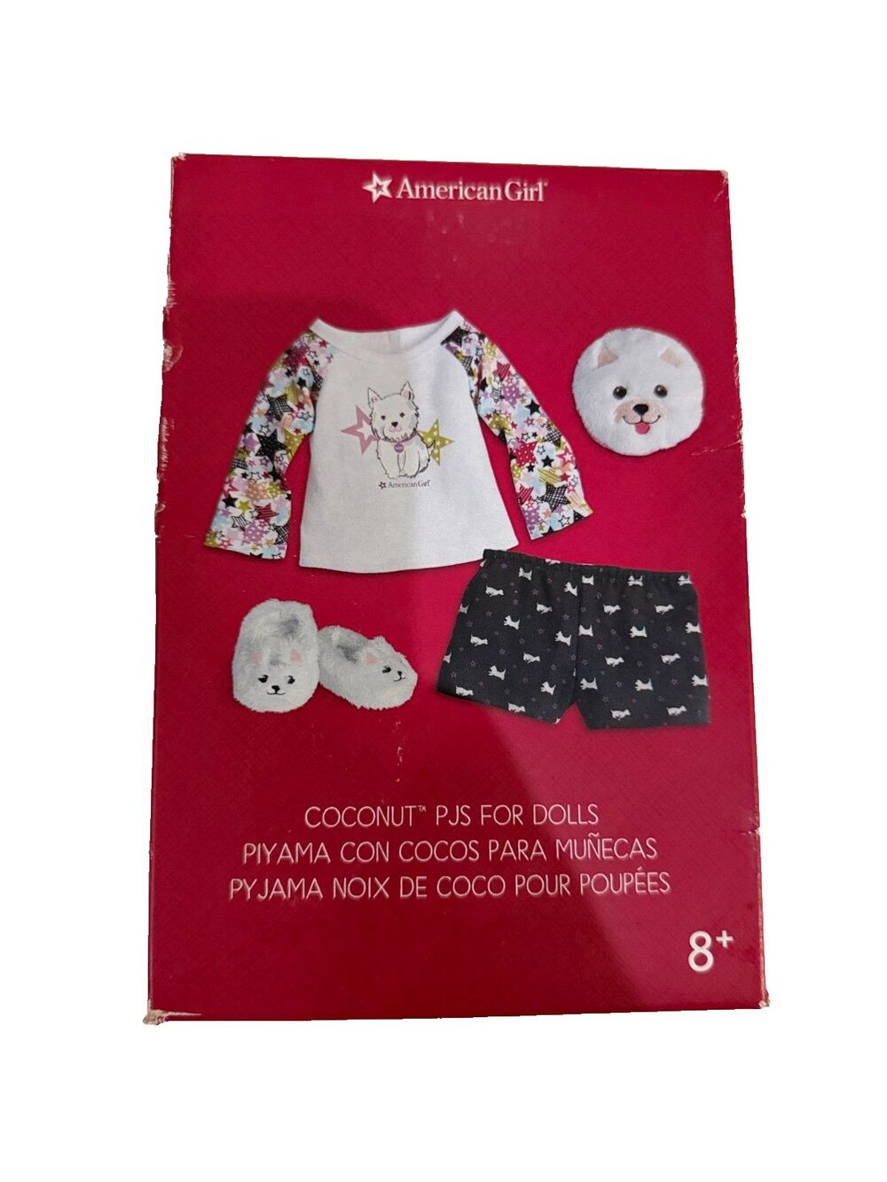American Girl Truly Me 2018 Coconut Pajamas & Slippers Doll Clothes Outfit - Picture 2 of 4